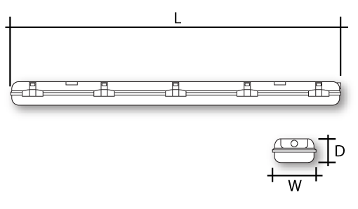 LED IP65 110V 2x12W WEATHERPROOF Dimensions